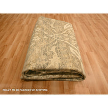 Load image into Gallery viewer, 8&#39;10&quot;x12&#39;2&quot; Thrush Brown, Bijar Garus Design, Zero Pile, Distressed, Shaved Low, Hand Knotted, 100% Wool, Oriental Rug FWR457188