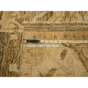 8'10"x12'2" Thrush Brown, Bijar Garus Design, Zero Pile, Distressed, Shaved Low, Hand Knotted, 100% Wool, Oriental Rug FWR457188