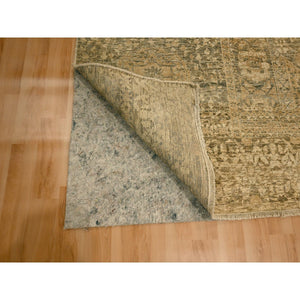 10'x13'8" Nuthatch Brown, Mamluk Design, Zero Pile, Distressed, Shaved Low, Hand Knotted, 100% Wool, Oriental Rug FWR457194