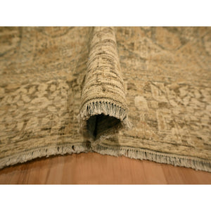 10'x13'8" Nuthatch Brown, Mamluk Design, Zero Pile, Distressed, Shaved Low, Hand Knotted, 100% Wool, Oriental Rug FWR457194