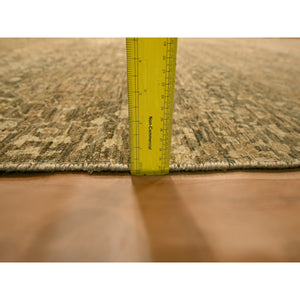 10'x13'8" Nuthatch Brown, Mamluk Design, Zero Pile, Distressed, Shaved Low, Hand Knotted, 100% Wool, Oriental Rug FWR457194