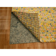 Load image into Gallery viewer, 9&#39;x12&#39;2&quot; Golden Yellow, THE BUTTONS, Sari Silk, Hand Knotted, Soft to the Touch, Oriental Rug FWR457200