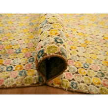 Load image into Gallery viewer, 9&#39;x12&#39;2&quot; Golden Yellow, THE BUTTONS, Sari Silk, Hand Knotted, Soft to the Touch, Oriental Rug FWR457200