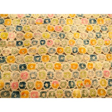 Load image into Gallery viewer, 9&#39;x12&#39;2&quot; Golden Yellow, THE BUTTONS, Sari Silk, Hand Knotted, Soft to the Touch, Oriental Rug FWR457200