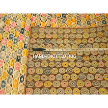 Load image into Gallery viewer, 9&#39;x12&#39;2&quot; Golden Yellow, THE BUTTONS, Sari Silk, Hand Knotted, Soft to the Touch, Oriental Rug FWR457200