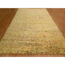 Load image into Gallery viewer, 8&#39;10&quot;x12&#39;2&quot; Amber Gold, THE BUTTONS, Sari Silk, Hand Knotted, Soft to the Touch, Oriental Rug FWR457206