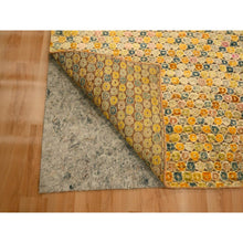 Load image into Gallery viewer, 8&#39;10&quot;x12&#39;2&quot; Amber Gold, THE BUTTONS, Sari Silk, Hand Knotted, Soft to the Touch, Oriental Rug FWR457206