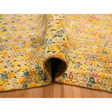 Load image into Gallery viewer, 8&#39;10&quot;x12&#39;2&quot; Amber Gold, THE BUTTONS, Sari Silk, Hand Knotted, Soft to the Touch, Oriental Rug FWR457206