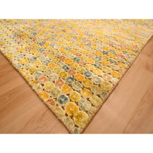 Load image into Gallery viewer, 8&#39;10&quot;x12&#39;2&quot; Amber Gold, THE BUTTONS, Sari Silk, Hand Knotted, Soft to the Touch, Oriental Rug FWR457206