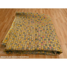 Load image into Gallery viewer, 8&#39;10&quot;x12&#39;2&quot; Amber Gold, THE BUTTONS, Sari Silk, Hand Knotted, Soft to the Touch, Oriental Rug FWR457206
