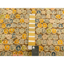 Load image into Gallery viewer, 5&#39;x7&#39;7&quot; Golden Yellow, THE BUTTONS, Sari Silk, Hand Knotted, Soft to the Touch, Oriental Rug FWR457212