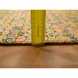 5'x7'7" Golden Yellow, THE BUTTONS, Sari Silk, Hand Knotted, Soft to the Touch, Oriental Rug FWR457212