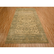 Load image into Gallery viewer, 6&#39;x9&#39;7&quot; Ecru Brown, Bijar Garus Design, Zero Pile, Distressed, Shaved Low, Hand Knotted, Undyed Natural Wool, Oriental Rug FWR457218