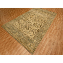 Load image into Gallery viewer, 6&#39;x9&#39;7&quot; Ecru Brown, Bijar Garus Design, Zero Pile, Distressed, Shaved Low, Hand Knotted, Undyed Natural Wool, Oriental Rug FWR457218