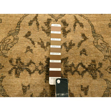 Load image into Gallery viewer, 6&#39;x9&#39;7&quot; Ecru Brown, Bijar Garus Design, Zero Pile, Distressed, Shaved Low, Hand Knotted, Undyed Natural Wool, Oriental Rug FWR457218