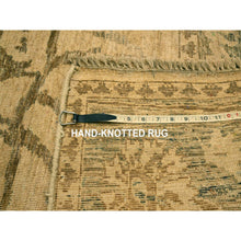 Load image into Gallery viewer, 6&#39;x9&#39;7&quot; Ecru Brown, Bijar Garus Design, Zero Pile, Distressed, Shaved Low, Hand Knotted, Undyed Natural Wool, Oriental Rug FWR457218