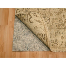 Load image into Gallery viewer, 2&#39;4&quot;x20&#39; Khaki Brown, Agra Medallion Design, Zero Pile, Distressed, Shaved Low, Hand Knotted, 100% Wool, XL Runner, Oriental Rug FWR457242