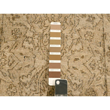 Load image into Gallery viewer, 2&#39;4&quot;x20&#39; Khaki Brown, Agra Medallion Design, Zero Pile, Distressed, Shaved Low, Hand Knotted, 100% Wool, XL Runner, Oriental Rug FWR457242