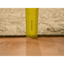 Load image into Gallery viewer, 2&#39;4&quot;x20&#39; Khaki Brown, Agra Medallion Design, Zero Pile, Distressed, Shaved Low, Hand Knotted, 100% Wool, XL Runner, Oriental Rug FWR457242