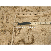 Load image into Gallery viewer, 2&#39;4&quot;x20&#39; Khaki Brown, Agra Medallion Design, Zero Pile, Distressed, Shaved Low, Hand Knotted, 100% Wool, Xl Runner, Oriental Rug FWR457242