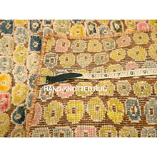 Load image into Gallery viewer, 2&#39;x3&#39; Amber Gold, THE BUTTONS, Sari Silk, Hand Knotted, Soft to the Touch, Sample, Mat, Oriental Rug FWR457248