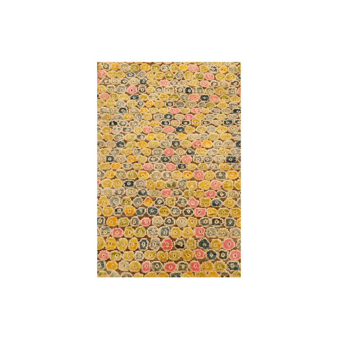 2'x3' Golden Yellow, THE BUTTONS, Sari Silk, Hand Knotted, Soft to the Touch, Sample, Mat, Oriental Rug FWR457254