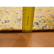 Load image into Gallery viewer, 2&#39;x3&#39; Golden Yellow, THE BUTTONS, Sari Silk, Hand Knotted, Soft to the Touch, Sample, Mat, Oriental Rug FWR457254