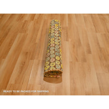 Load image into Gallery viewer, 2&#39;x3&#39; Golden Yellow, THE BUTTONS, Sari Silk, Hand Knotted, Soft to the Touch, Sample, Mat, Oriental Rug FWR457254