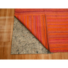 Load image into Gallery viewer, 8&#39;x10&#39;1&quot; Sunset Colors, Plain Solid Design, Kilim, Wool And Sari Silk, Hand Knotted, Oriental Rug FWR457260