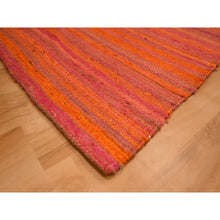 Load image into Gallery viewer, 8&#39;x10&#39;1&quot; Sunset Colors, Plain Solid Design, Kilim, Wool and Sari Silk, Hand Knotted, Oriental Rug FWR457260