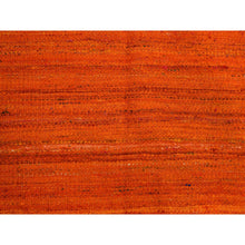 Load image into Gallery viewer, 8&#39;x10&#39;1&quot; Sunset Colors, Plain Solid Design, Kilim, Wool and Sari Silk, Hand Knotted, Oriental Rug FWR457260