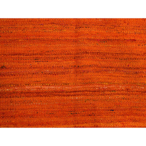 8'x10'1" Sunset Colors, Plain Solid Design, Kilim, Wool and Sari Silk, Hand Knotted, Oriental Rug FWR457260