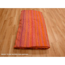 Load image into Gallery viewer, 8&#39;x10&#39;1&quot; Sunset Colors, Plain Solid Design, Kilim, Wool and Sari Silk, Hand Knotted, Oriental Rug FWR457260