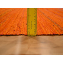 Load image into Gallery viewer, 8&#39;x10&#39;1&quot; Sunset Colors, Plain Solid Design, Kilim, Wool and Sari Silk, Hand Knotted, Oriental Rug FWR457260