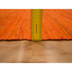 8'x10'1" Sunset Colors, Plain Solid Design, Kilim, Wool and Sari Silk, Hand Knotted, Oriental Rug FWR457260