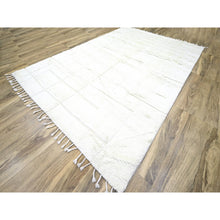 Load image into Gallery viewer, 10&#39;1&quot;x14&#39; Pearl White, Moroccan Weave With Grid Design, Solid, Textured Wool, Hand Knotted, Oriental Rug FWR457266