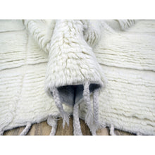Load image into Gallery viewer, 10&#39;1&quot;x14&#39; Pearl White, Moroccan Weave With Grid Design, Solid, Textured Wool, Hand Knotted, Oriental Rug FWR457266
