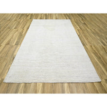 Load image into Gallery viewer, 9&#39;x12&#39; Daisy White, Geometric Variegated Line Design, 100% Wool, Hand Knotted, Oriental Rug FWR457290