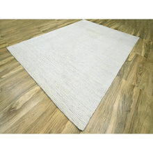 Load image into Gallery viewer, 9&#39;x12&#39; Daisy White, Geometric Variegated Line Design, 100% Wool, Hand Knotted, Oriental Rug FWR457290