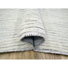 Load image into Gallery viewer, 9&#39;x12&#39; Daisy White, Geometric Variegated Line Design, 100% Wool, Hand Knotted, Oriental Rug FWR457290