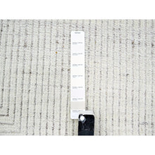 Load image into Gallery viewer, 9&#39;x12&#39; Daisy White, Geometric Variegated Line Design, 100% Wool, Hand Knotted, Oriental Rug FWR457290