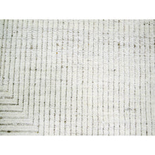 Load image into Gallery viewer, 9&#39;x12&#39; Daisy White, Geometric Variegated Line Design, 100% Wool, Hand Knotted, Oriental Rug FWR457290