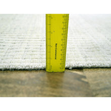 Load image into Gallery viewer, 9&#39;x12&#39; Daisy White, Geometric Variegated Line Design, 100% Wool, Hand Knotted, Oriental Rug FWR457290