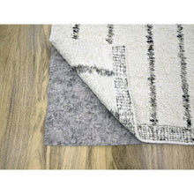 Load image into Gallery viewer, 8&#39;2&quot;x10&#39;2&quot; Chiffon White, Moroccan Weave with Line Design, Modern, Textured Pile, Natural Undyed Wool, Hand Knotted, Shabby Chic, Oriental Rug FWR457302