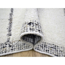 Load image into Gallery viewer, 8&#39;2&quot;x10&#39;2&quot; Chiffon White, Moroccan Weave with Line Design, Modern, Textured Pile, Natural Undyed Wool, Hand Knotted, Shabby Chic, Oriental Rug FWR457302