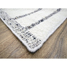 Load image into Gallery viewer, 8&#39;2&quot;x10&#39;2&quot; Chiffon White, Moroccan Weave with Line Design, Modern, Textured Pile, Natural Undyed Wool, Hand Knotted, Shabby Chic, Oriental Rug FWR457302