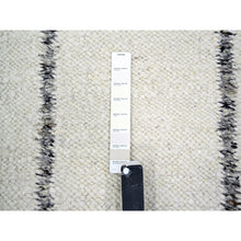 Load image into Gallery viewer, 8&#39;2&quot;x10&#39;2&quot; Chiffon White, Moroccan Weave with Line Design, Modern, Textured Pile, Natural Undyed Wool, Hand Knotted, Shabby Chic, Oriental Rug FWR457302