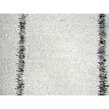 Load image into Gallery viewer, 8&#39;2&quot;x10&#39;2&quot; Chiffon White, Moroccan Weave with Line Design, Modern, Textured Pile, Natural Undyed Wool, Hand Knotted, Shabby Chic, Oriental Rug FWR457302