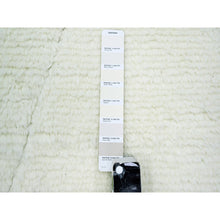Load image into Gallery viewer, 9&#39;1&quot;x12&#39;3&quot; Pristine White, Moroccan Weave With Criss Cross Design, Shabby Chic, Natural Undyed Wool, Hand Knotted, Oriental Rug FWR457314