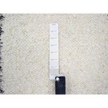 Load image into Gallery viewer, 9&#39;3&quot;x12&#39;1&quot; Pearl White, Moroccan Weave With Line Design, Modern, Textured Pile, Natural Undyed Wool, Shabby Chic, Hand Knotted, Oriental Rug FWR457320